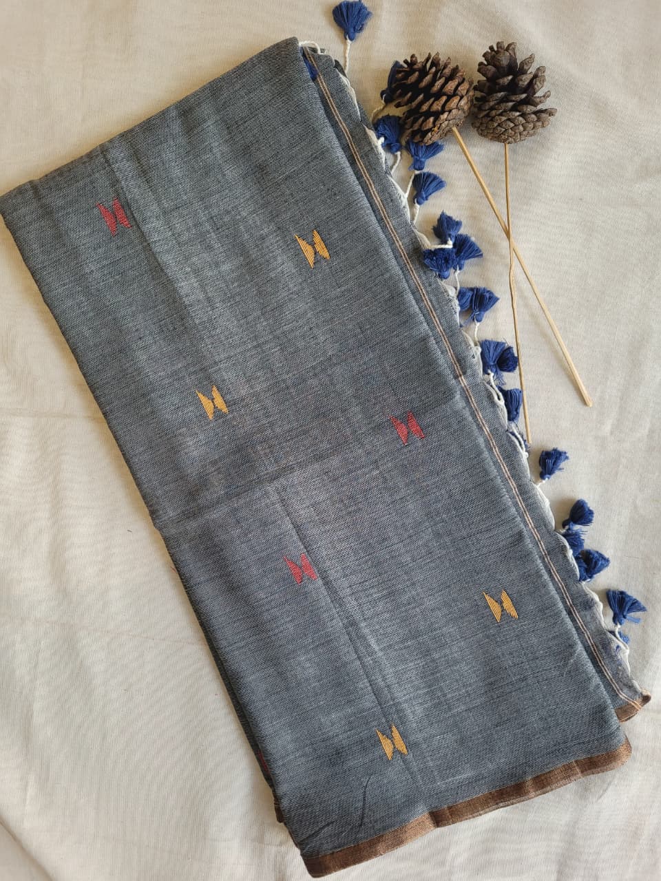 Grey Mira Mul Saree