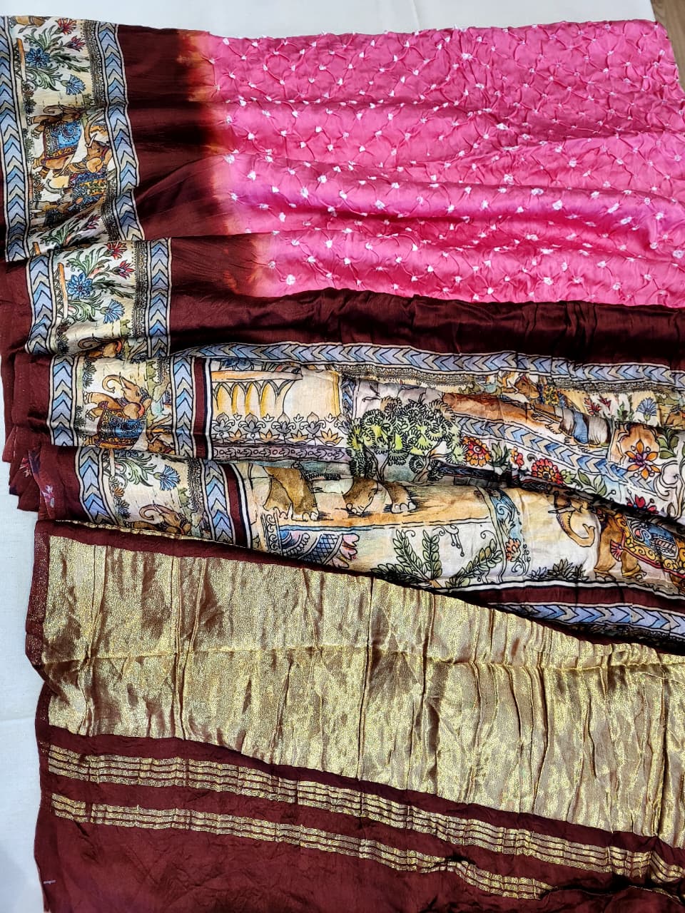 Pink Bandhani Modal Silk Saree