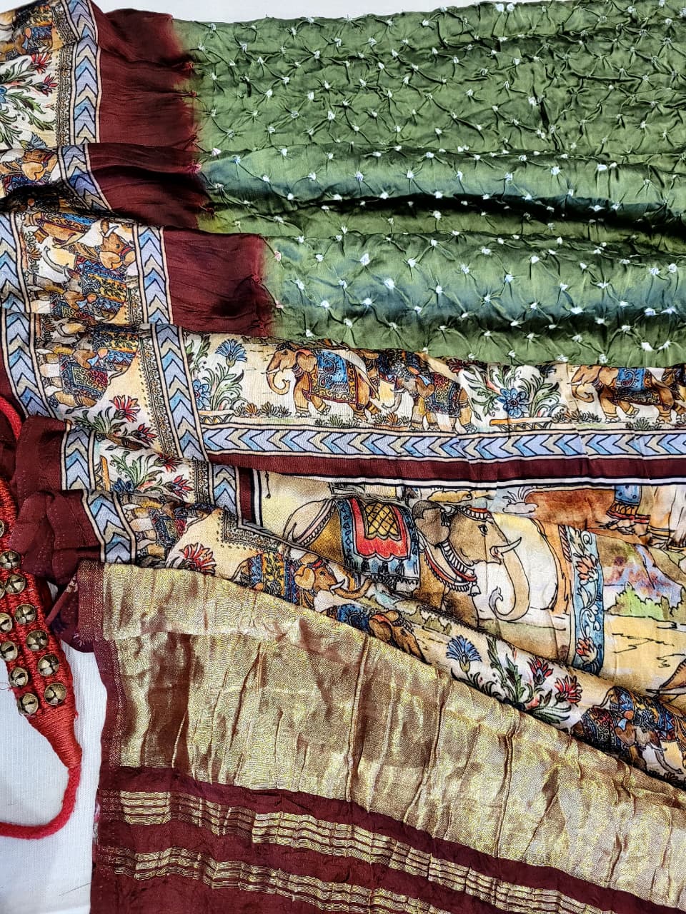 Green Bandhani Modal Silk Saree