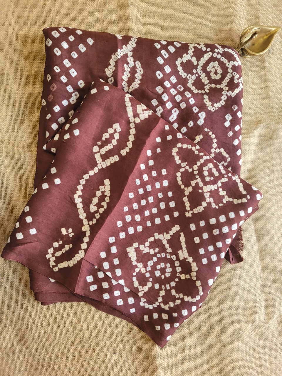 Coffee Bandhani Gajji Silk Saree