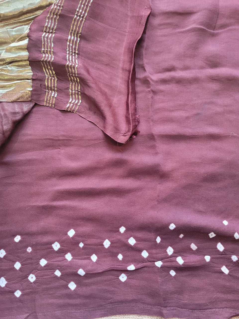 Coffee Bandhani Gajji Silk Saree