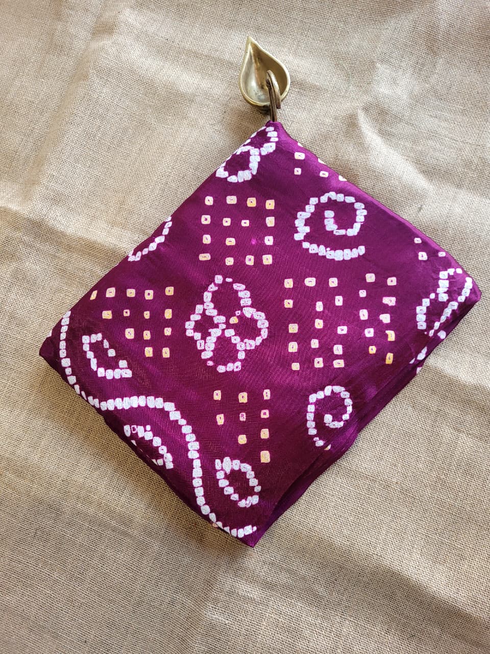 Wine Bandhani Gajji Silk Saree