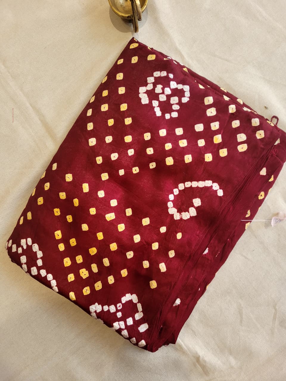 Maroon Bandhani Gajji Silk Saree