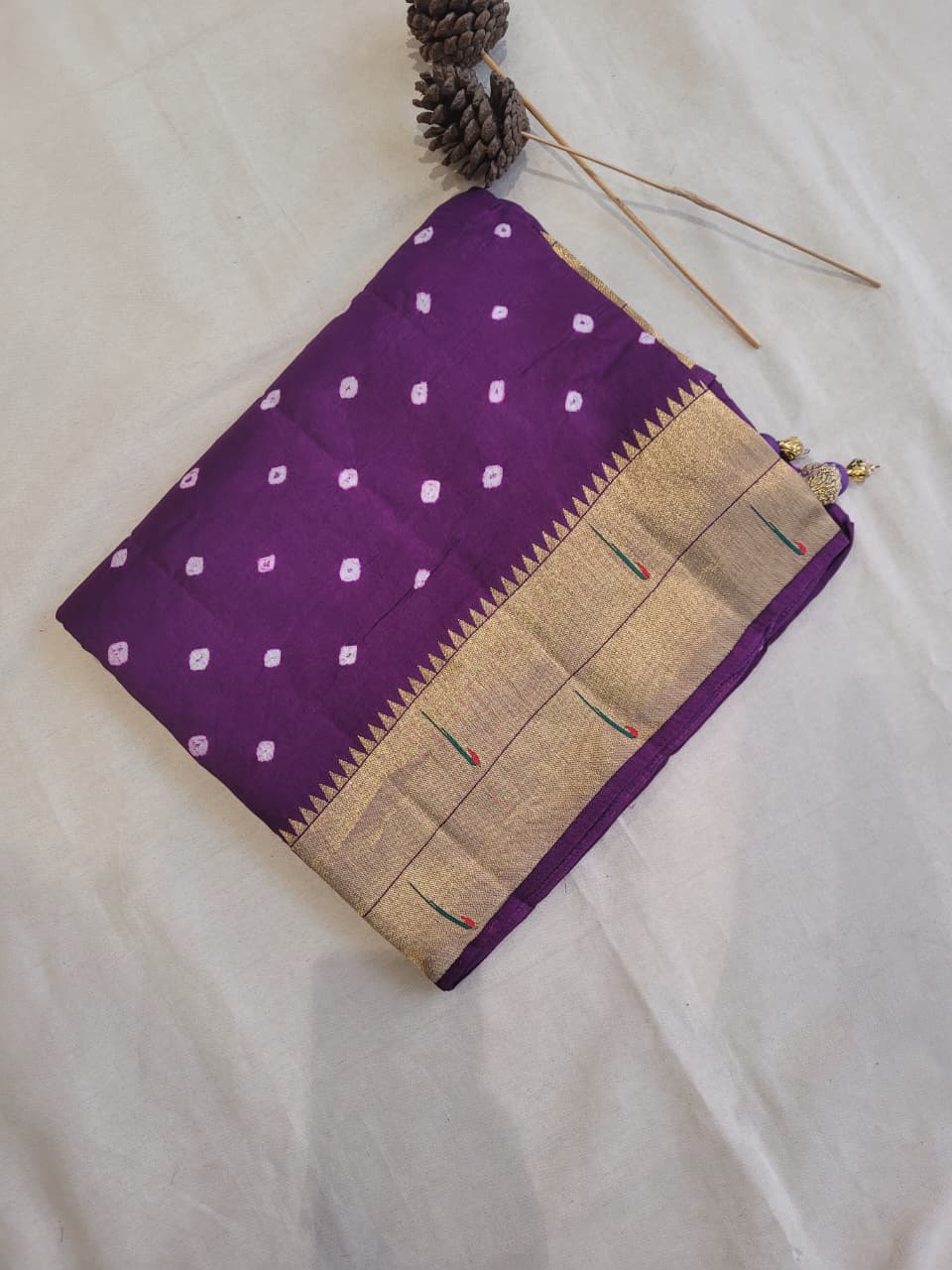 Purple Bandhani Paithani Saree