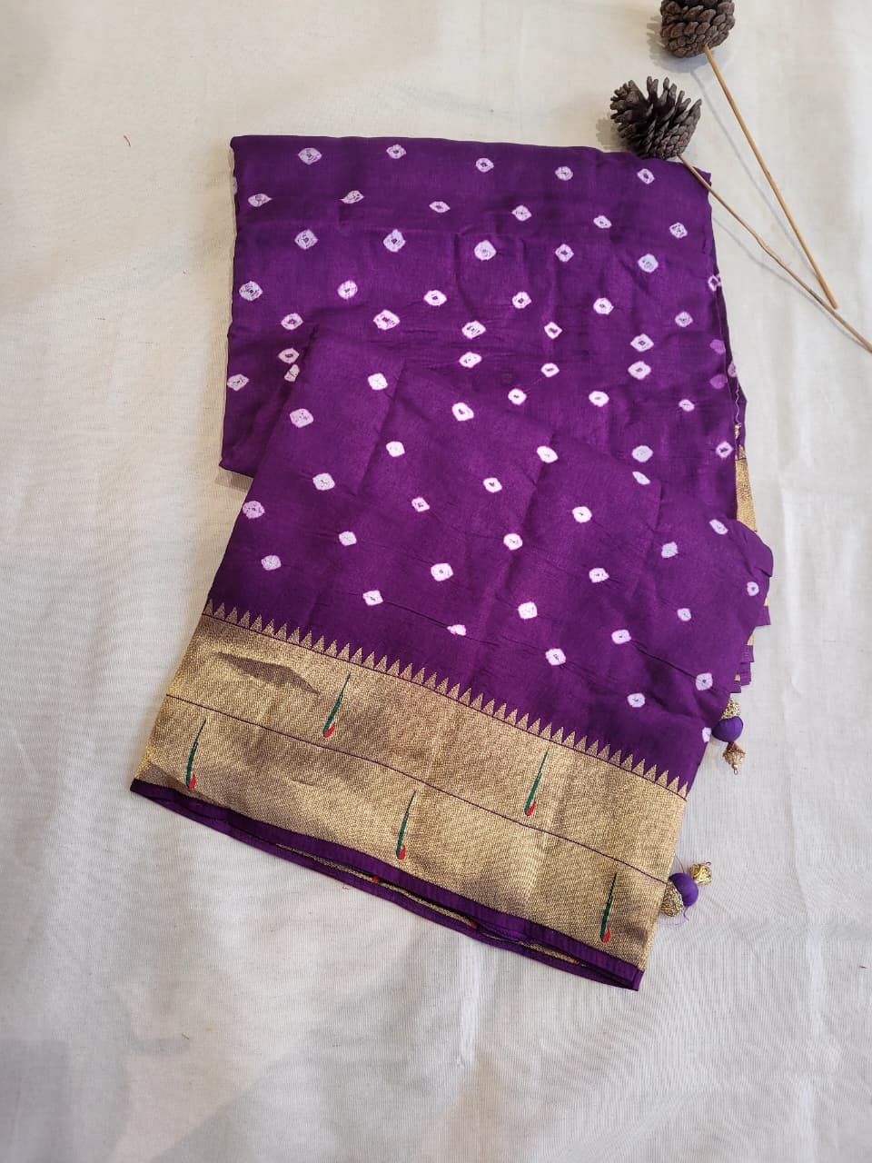 Purple Bandhani Paithani Saree