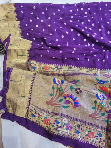 Purple Bandhani Paithani Saree