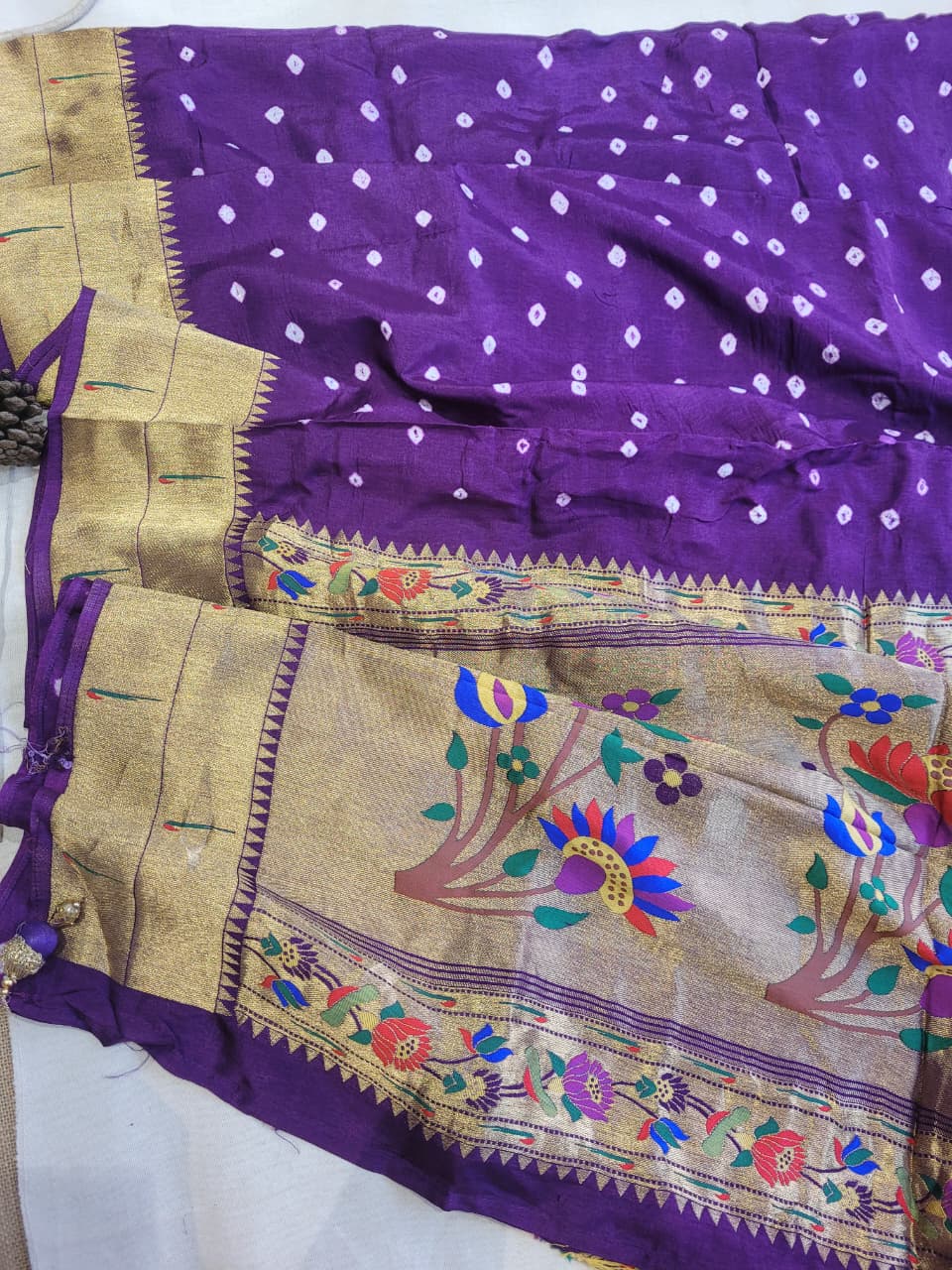 Purple Bandhani Paithani Saree