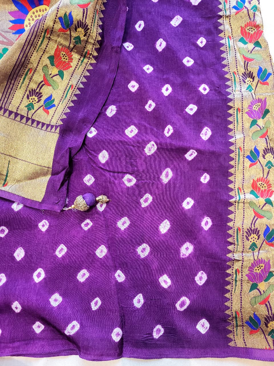 Purple Bandhani Paithani Saree