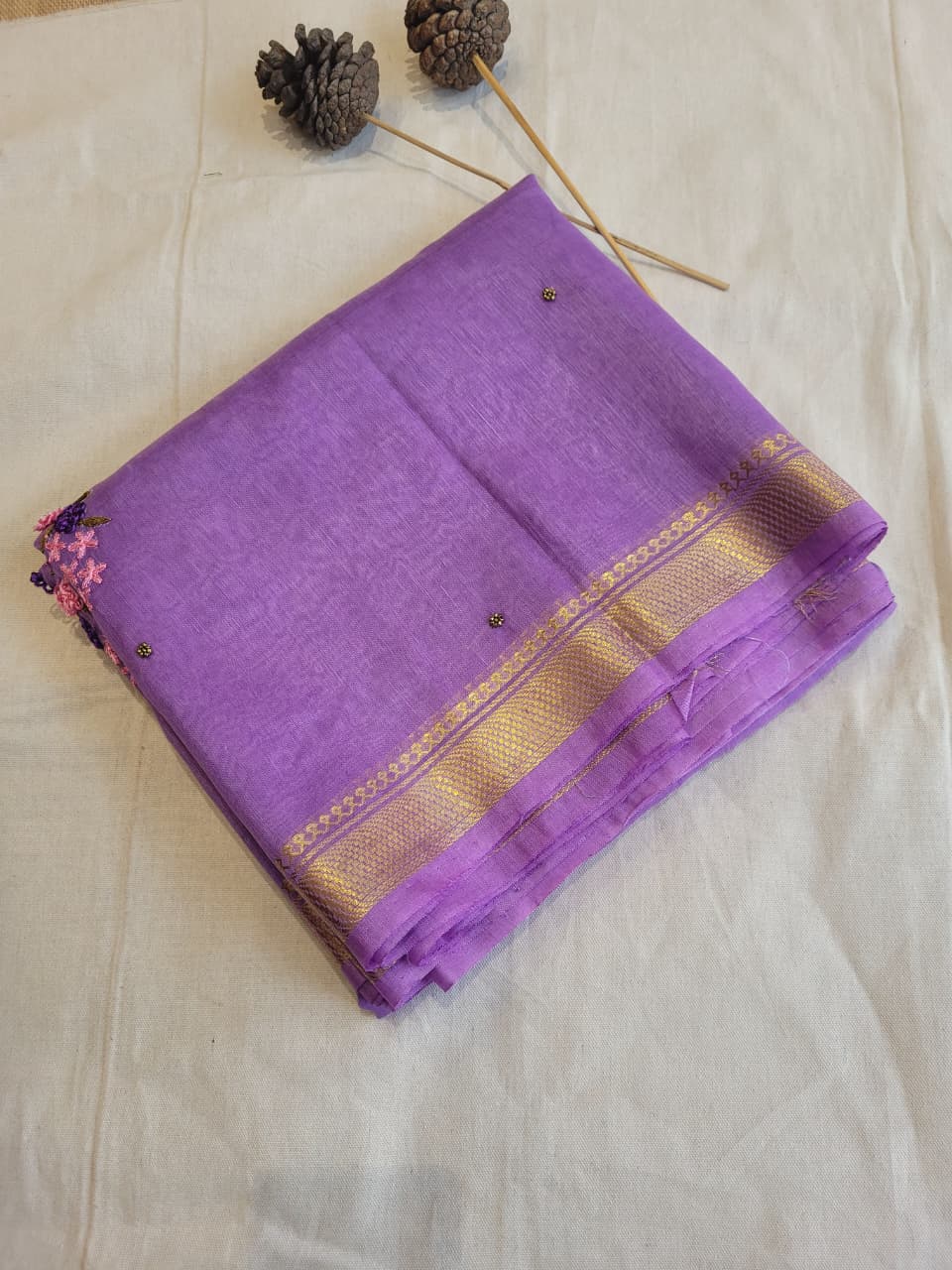 Purple Milan Linen Saree