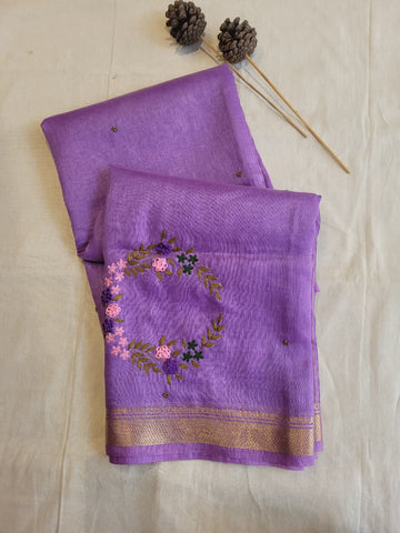 Purple Milan Linen Saree