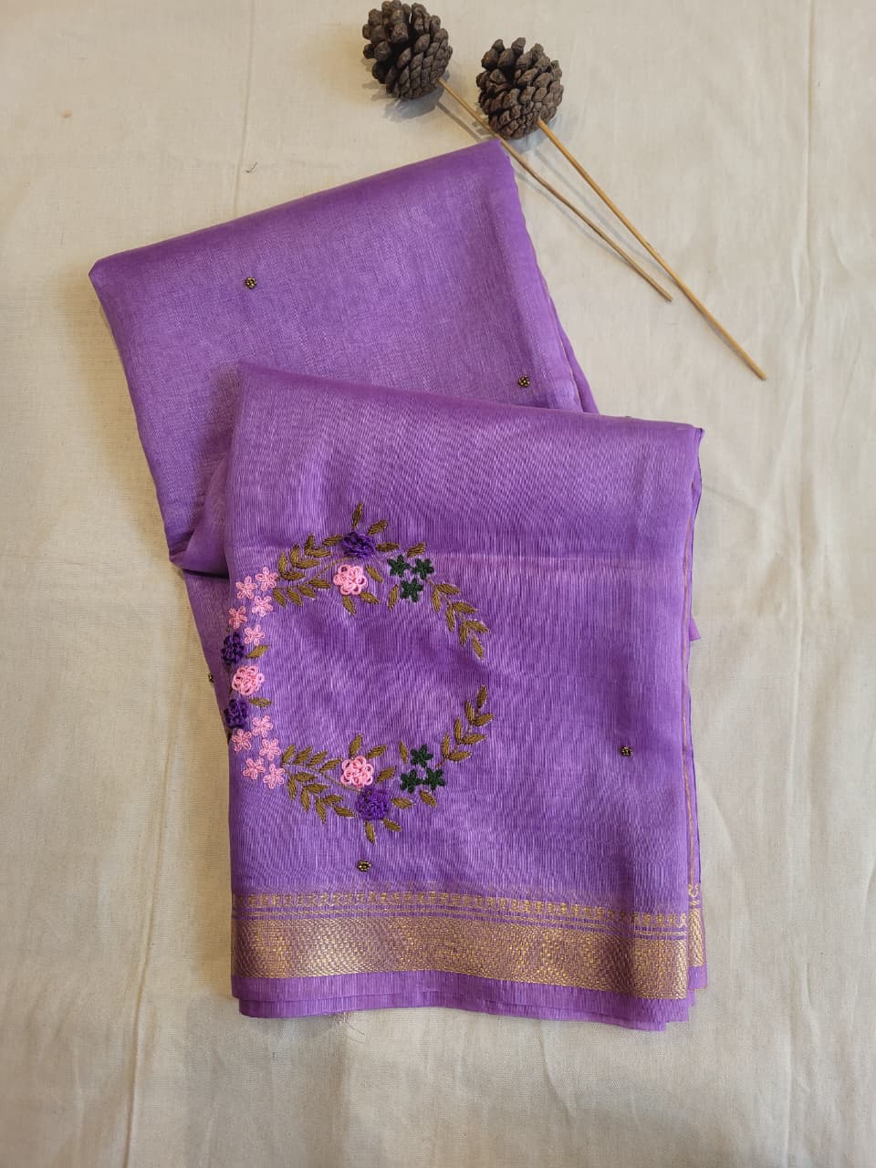 Purple Milan Linen Saree