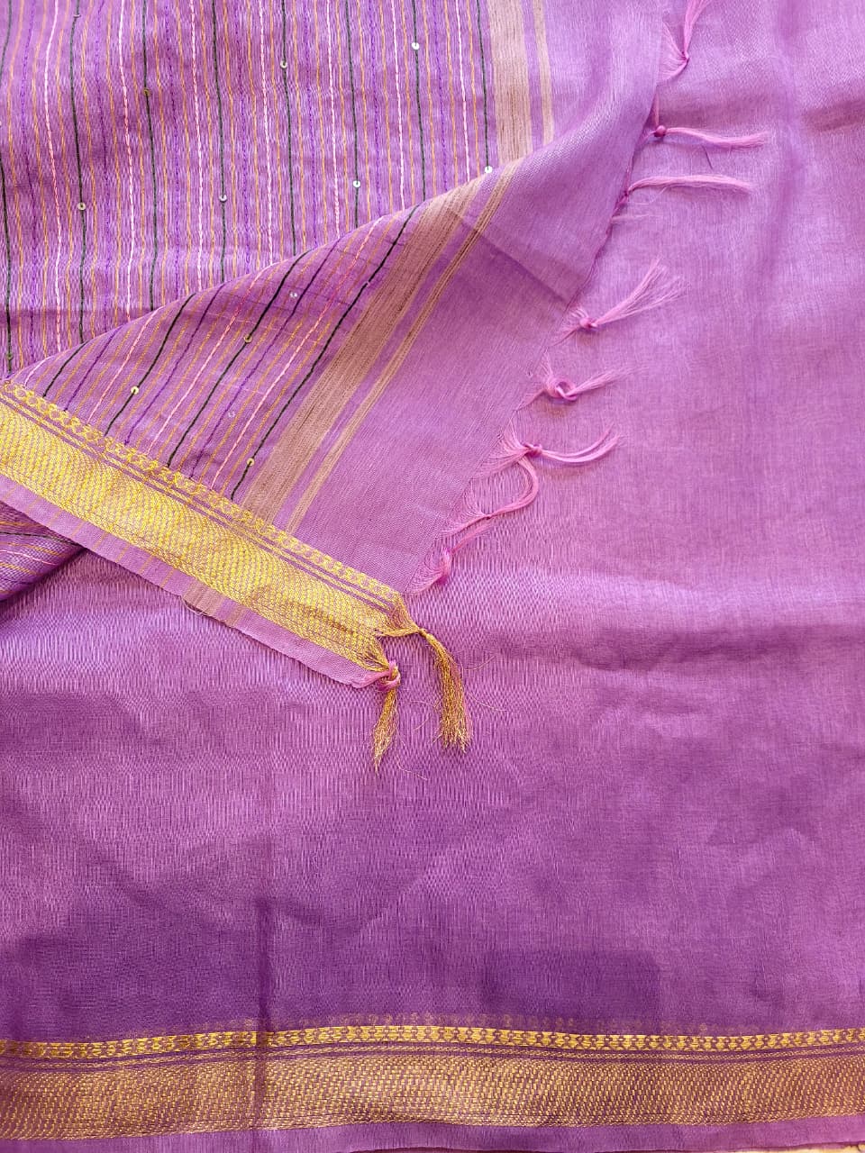 Purple Milan Linen Saree