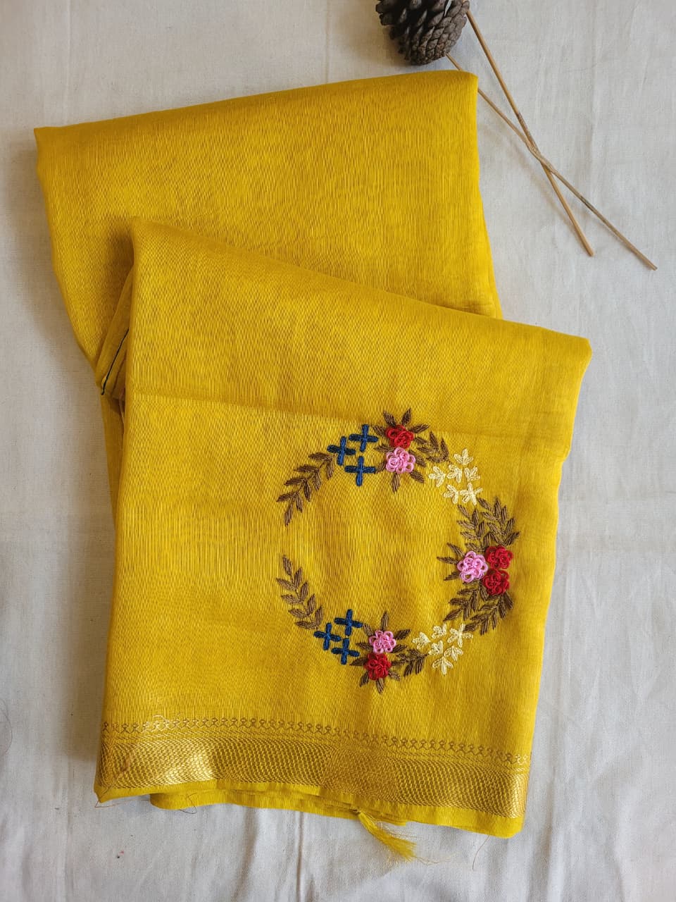 Yellow Milan Linen Saree