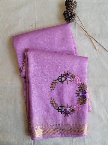 Lavender Milan Linen Saree