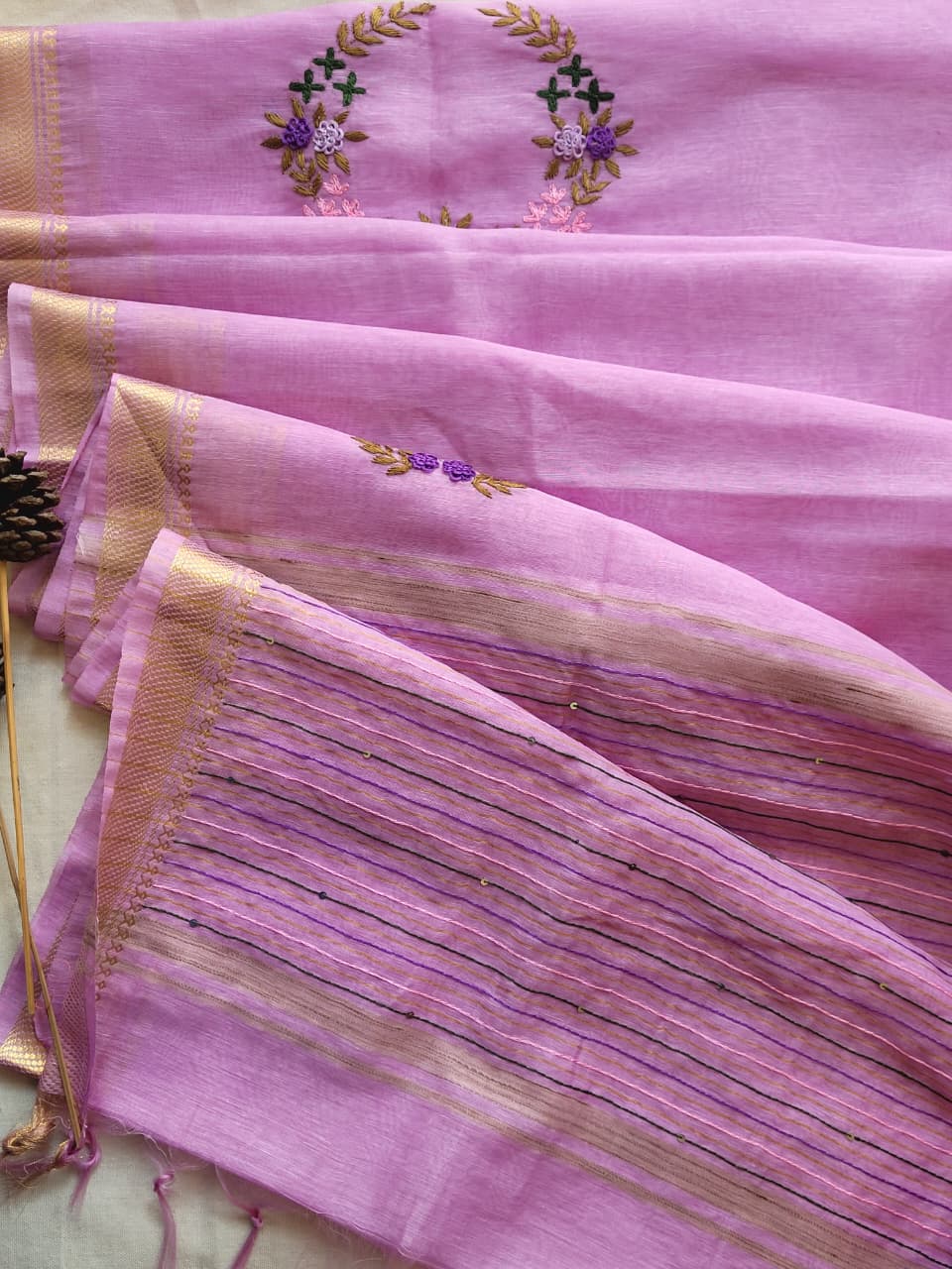 Lavender Milan Linen Saree