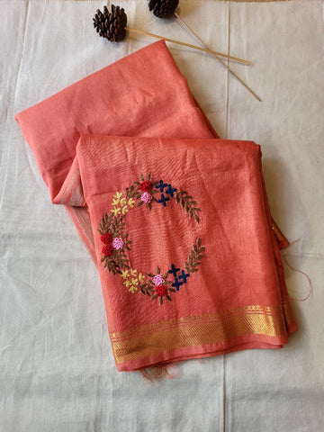 Pink Milan Linen Saree
