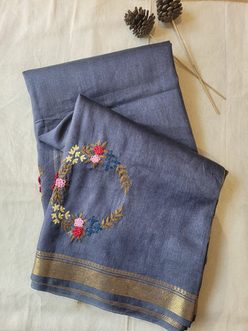 Black Milan Linen Saree