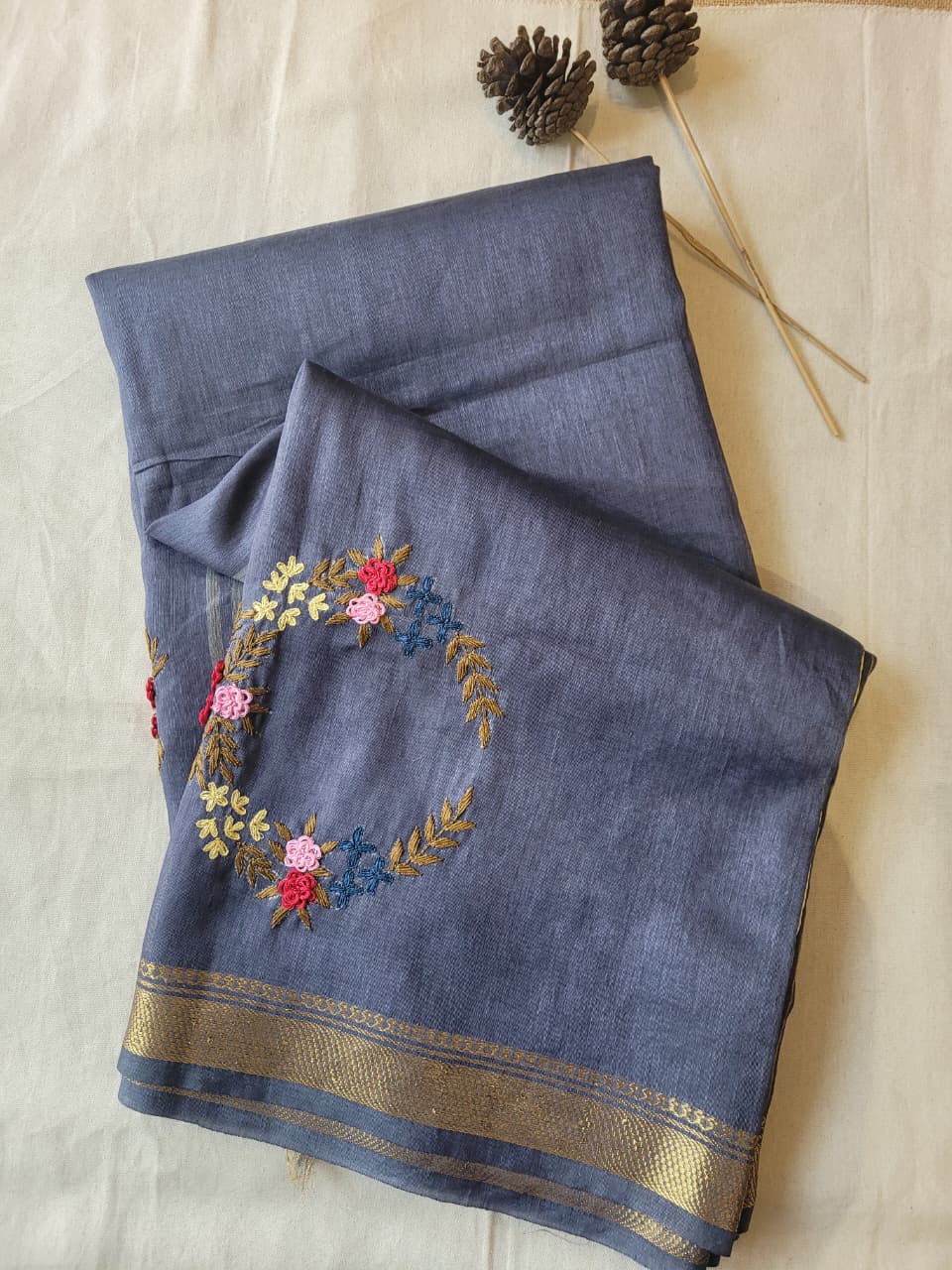 Black Milan Linen Saree