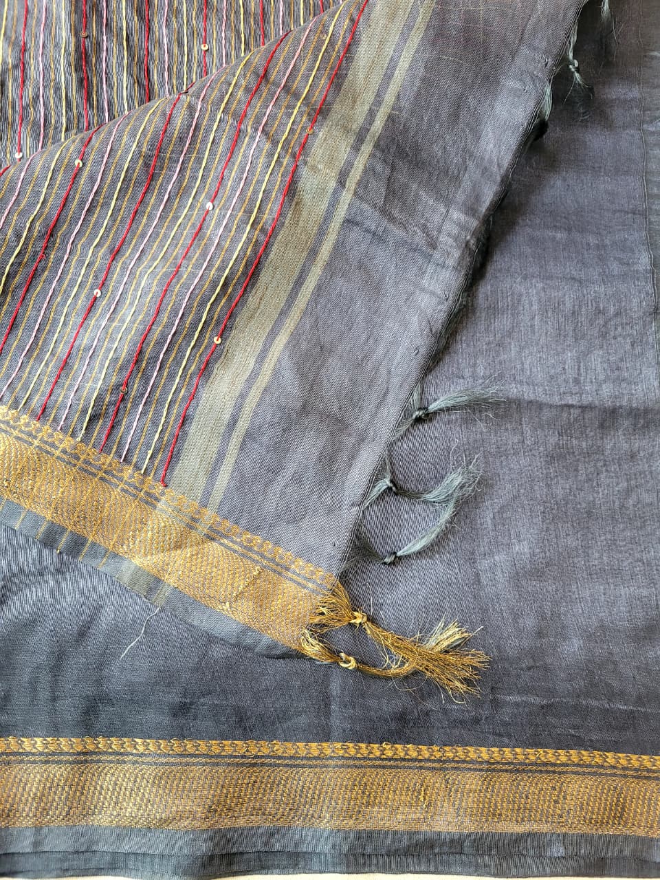 Black Milan Linen Saree
