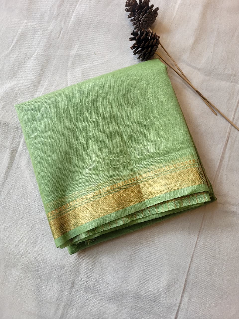 Green Milan Linen Saree