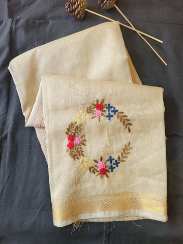 White Milan Linen Saree