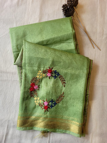 Green Milan Linen Saree