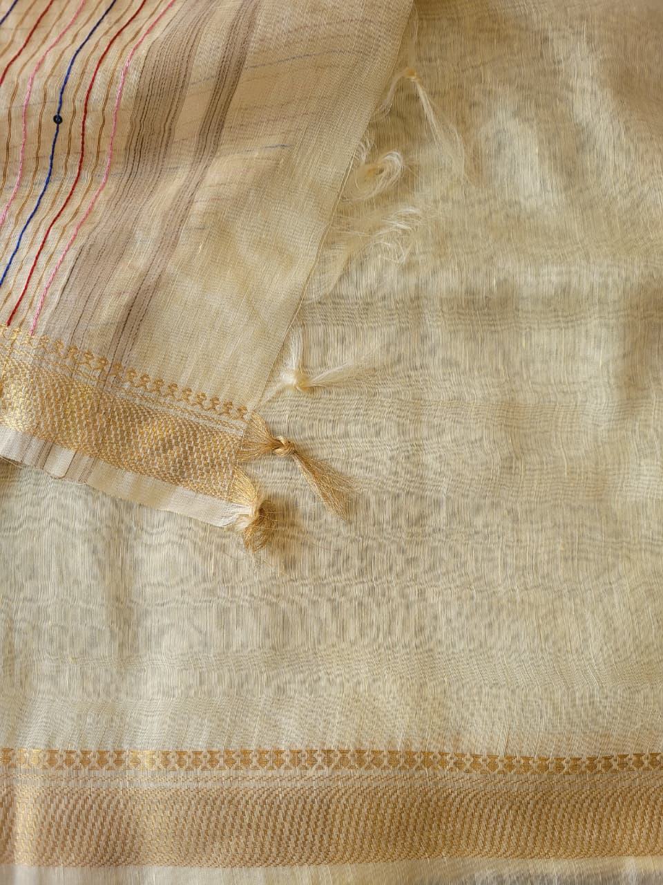Cream Milan Linen Saree