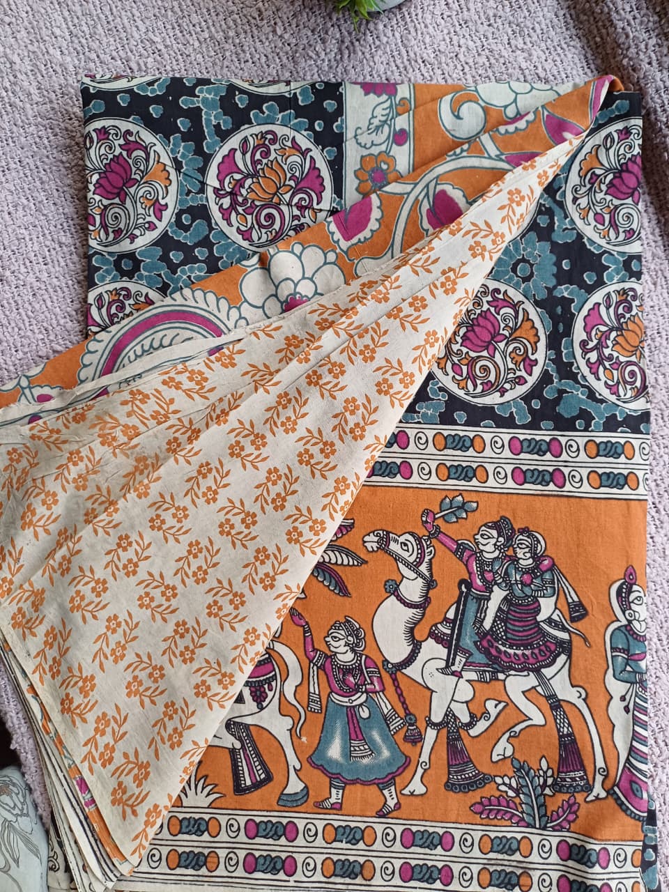Raha Kalamkari Cotton Saree