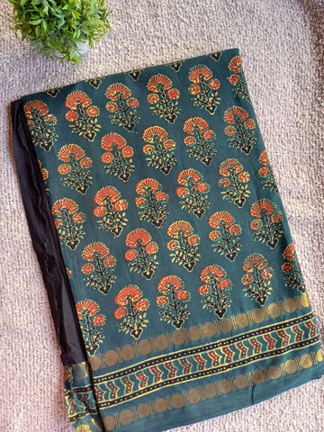 Ajrakh Vanaspathi Saree Zari Border