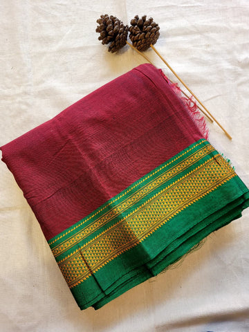 Red2 Ilkal Cotton Saree Silk Pallu
