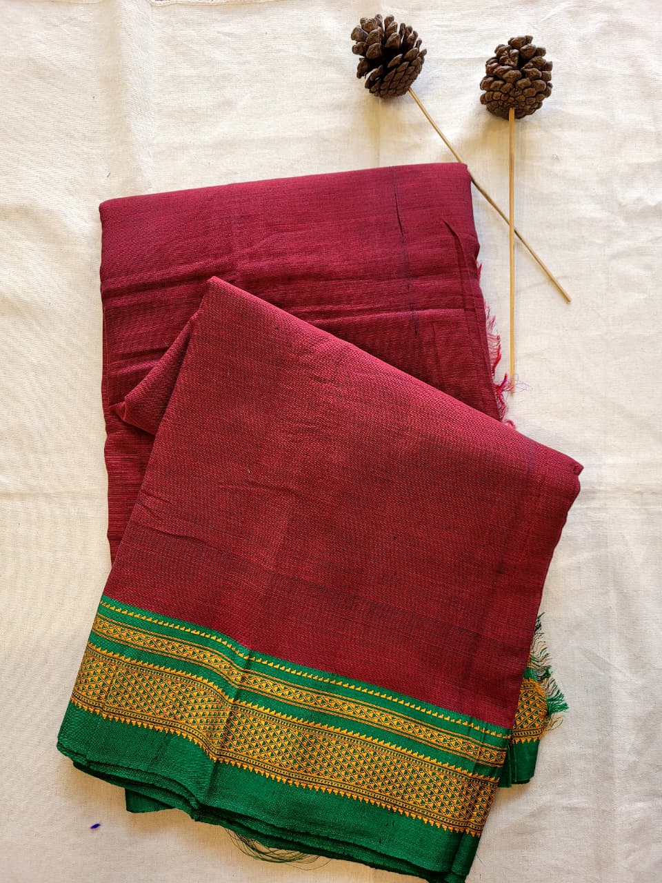 Red2 Ilkal Cotton Saree Silk Pallu