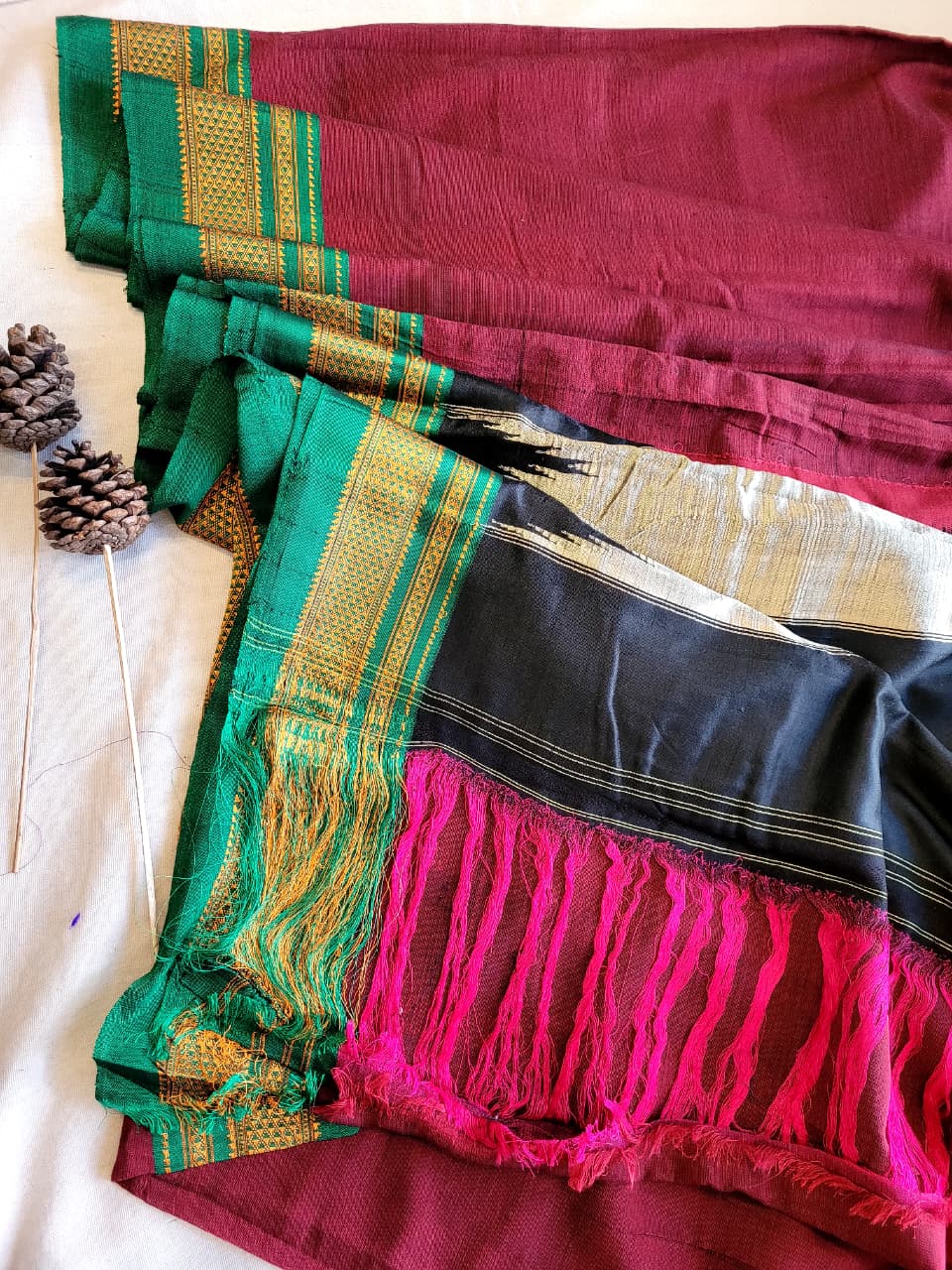 Red2 Ilkal Cotton Saree Silk Pallu