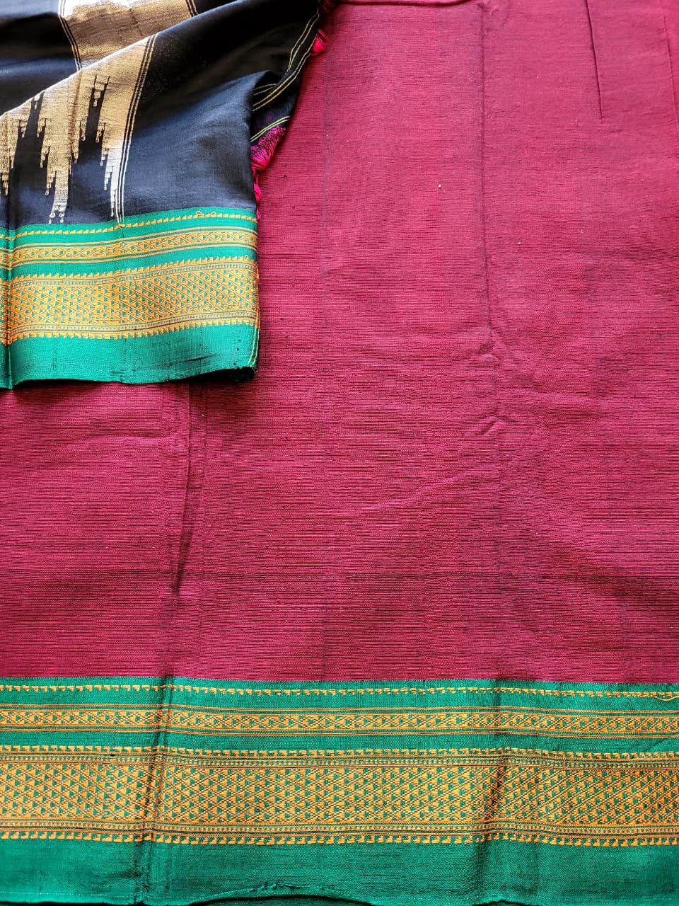 Red2 Ilkal Cotton Saree Silk Pallu