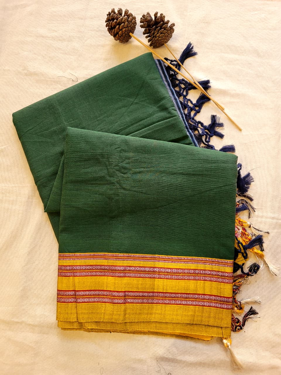 Green Ilkal Cotton Saree Silk Pallu (Pre booking 15Days)