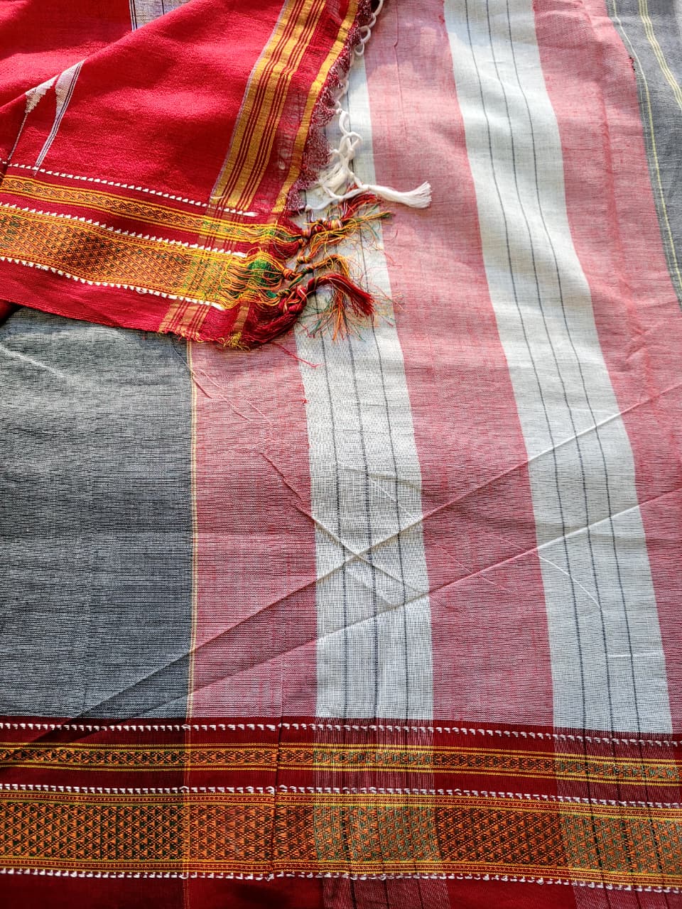 Grey Ilkal Cotton Saree Silk Pallu
