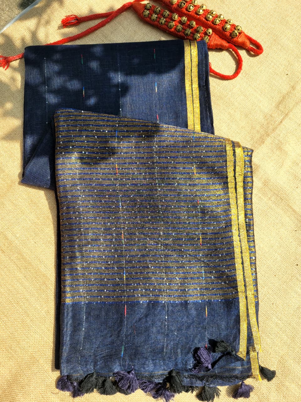 Blue3 Mayuri Linen Saree