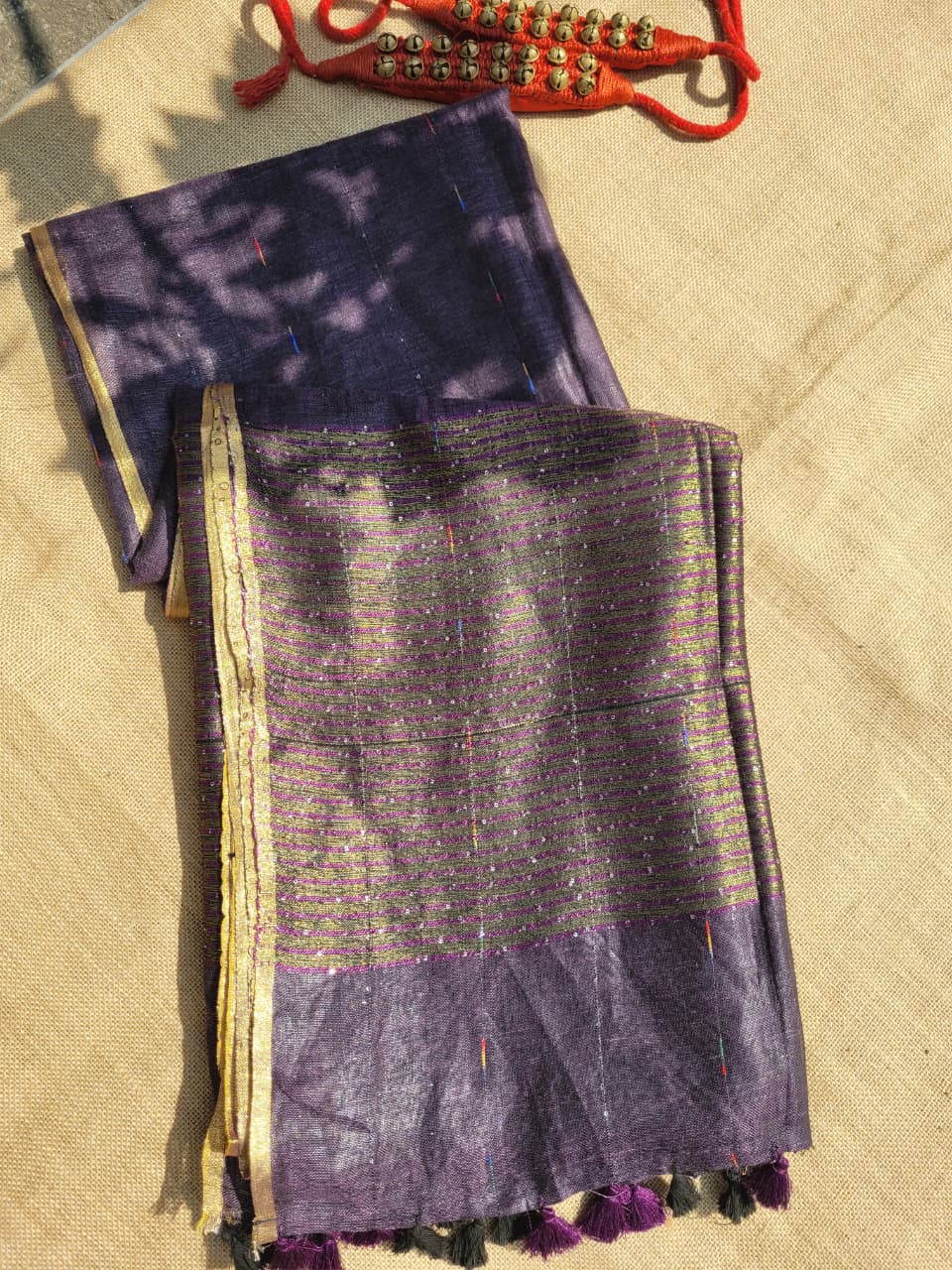 Purple3 Mayuri Linen Saree