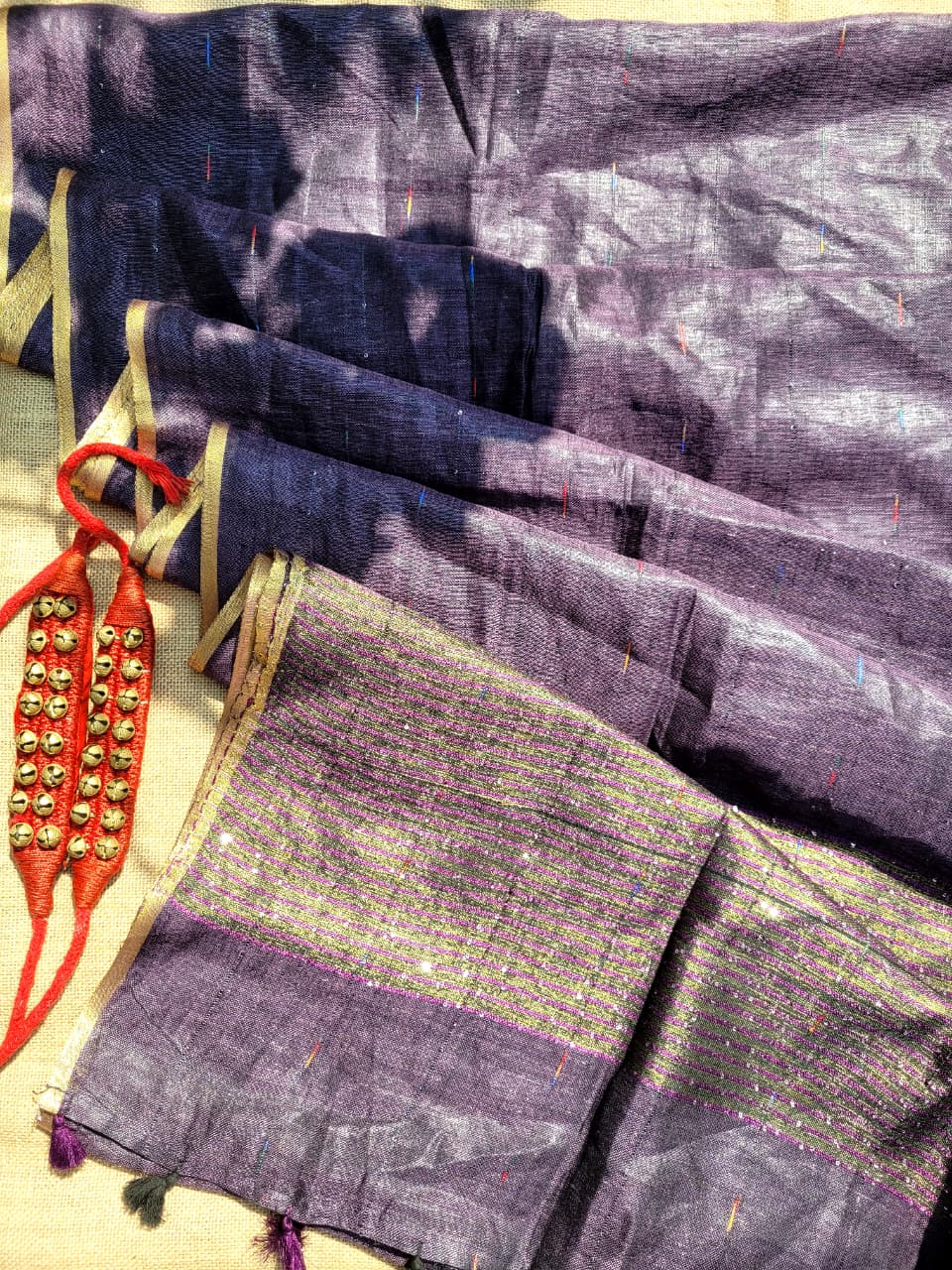 Purple3 Mayuri Linen Saree