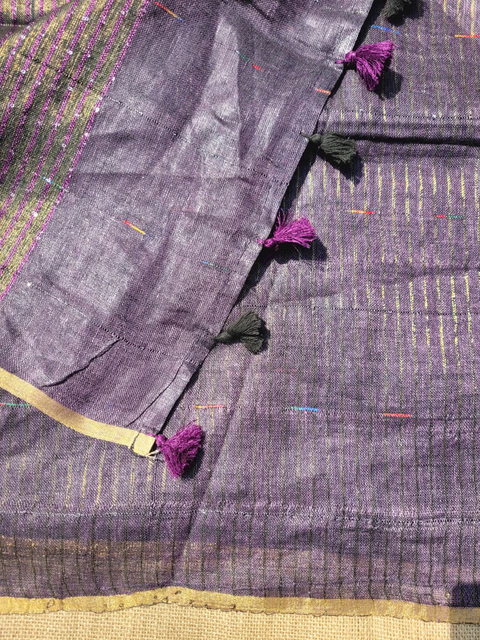 Purple3 Mayuri Linen Saree