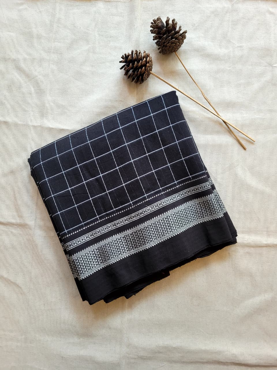 Black Ilkal Cotton Saree Silk Pallu