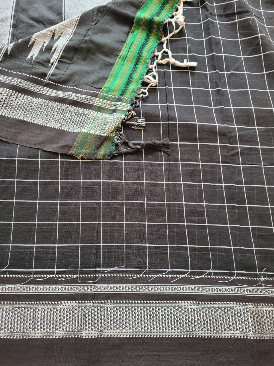 Black Ilkal Cotton Saree Silk Pallu