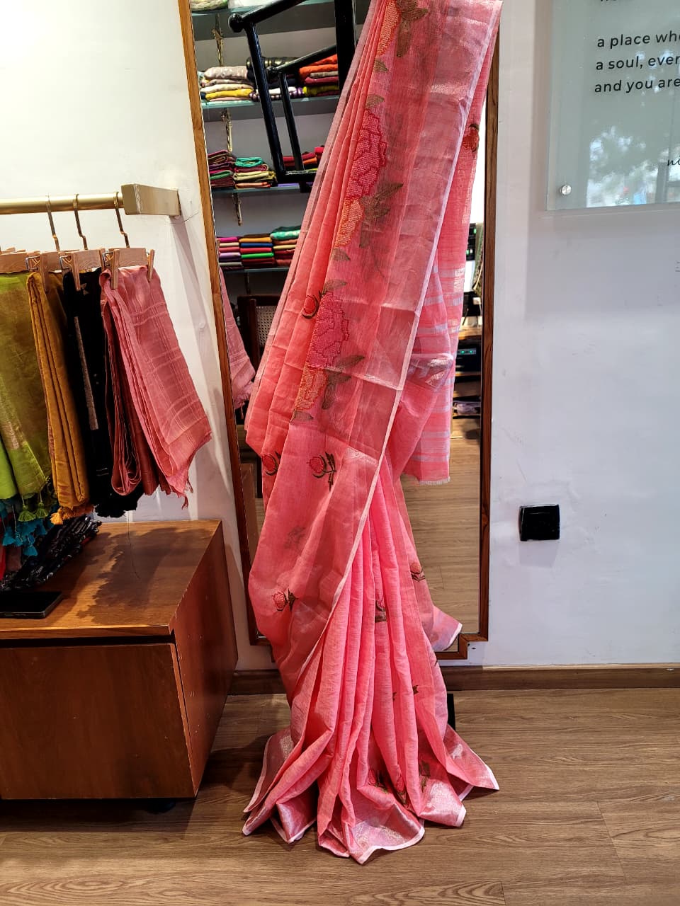 Pink Triveni Mul Saree
