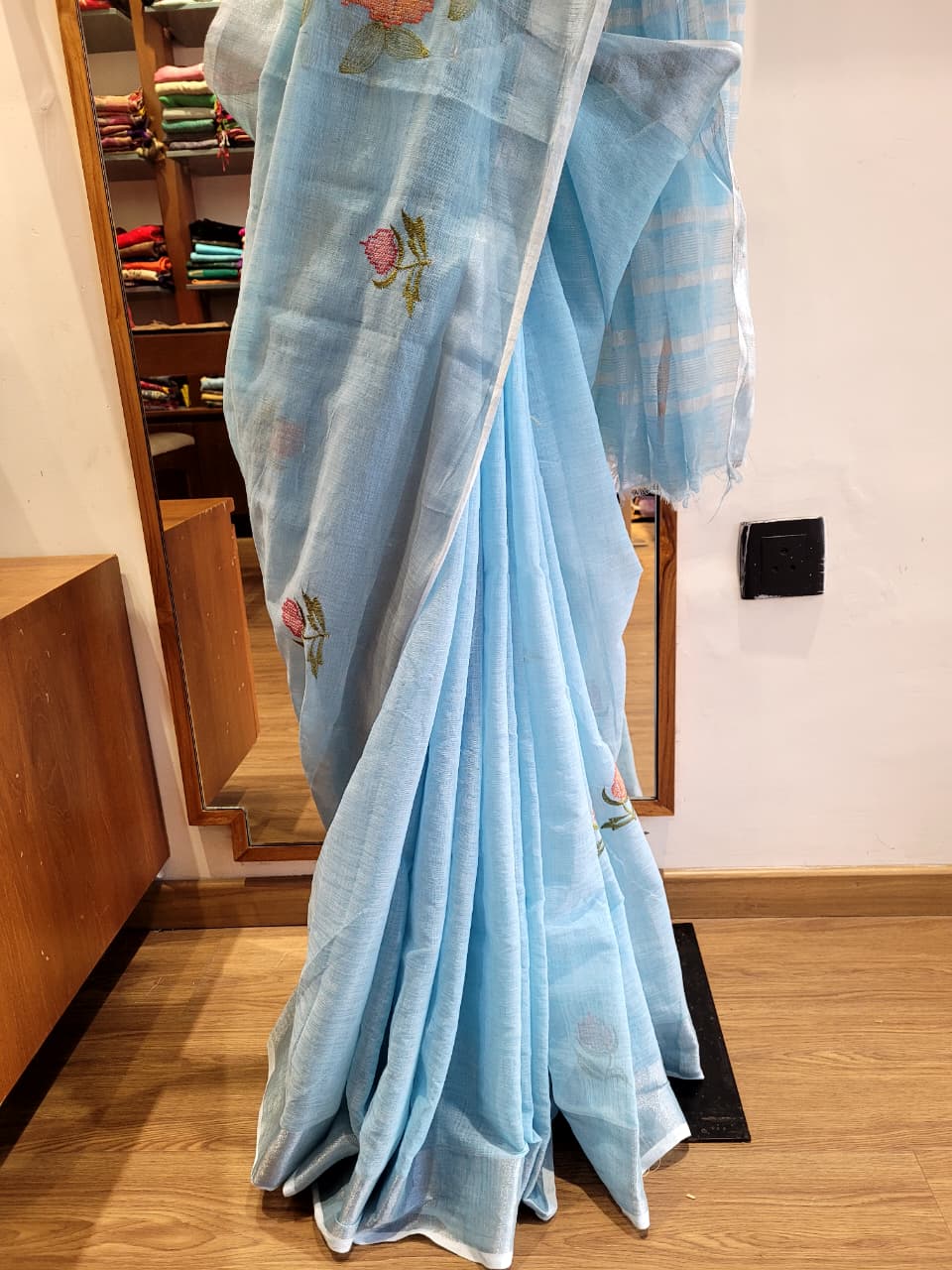 Blue Triveni Mul Saree