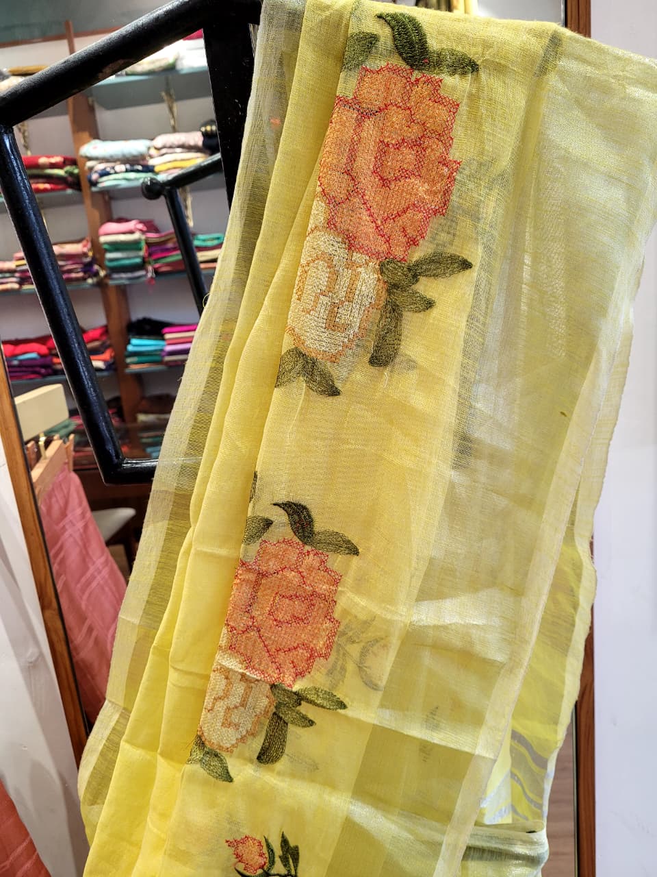 Yellow Triveni Mul Saree