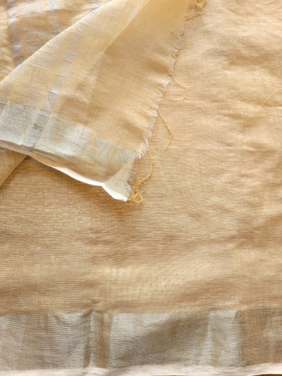 Cream Triveni Mul Saree
