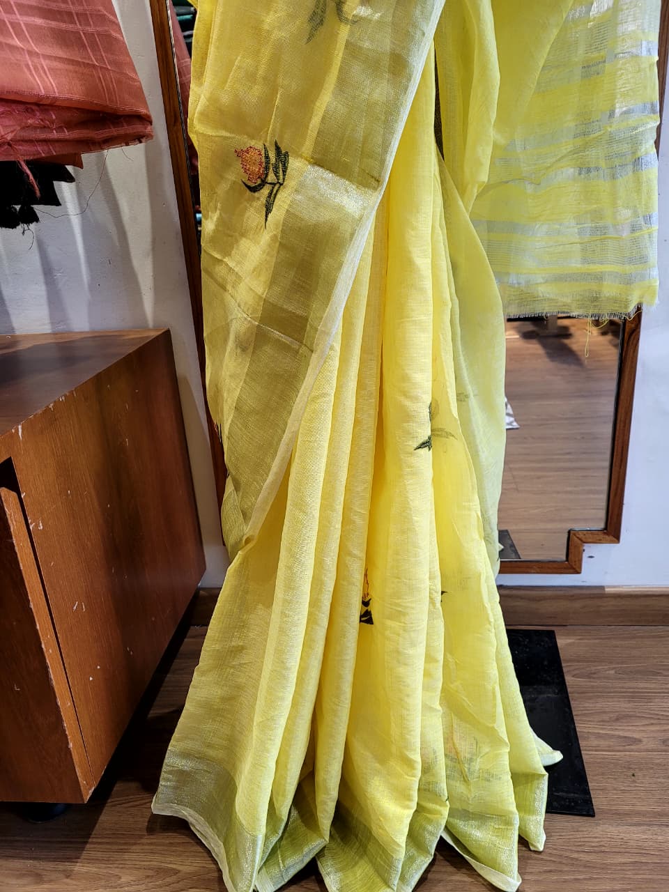 Yellow Triveni Mul Saree