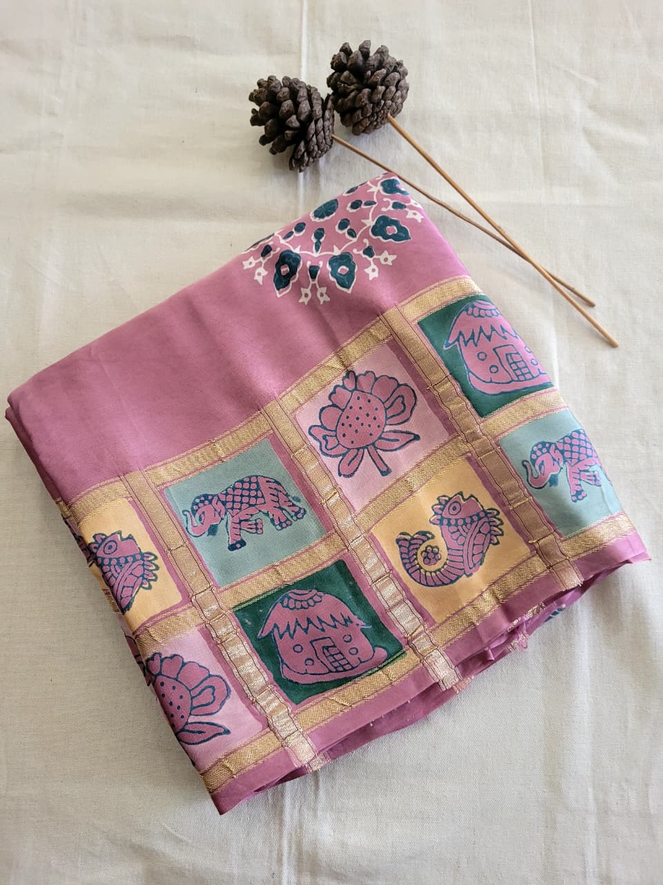 Pink Modal Silk Saree