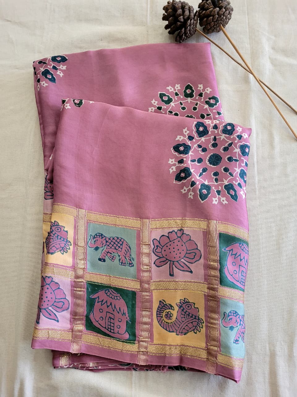Pink Modal Silk Saree