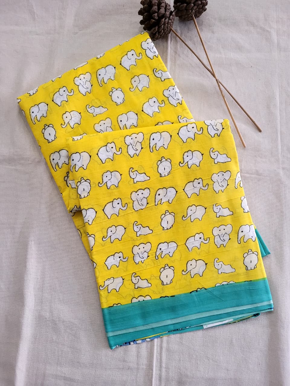 Yellow Panchi Mul Saree