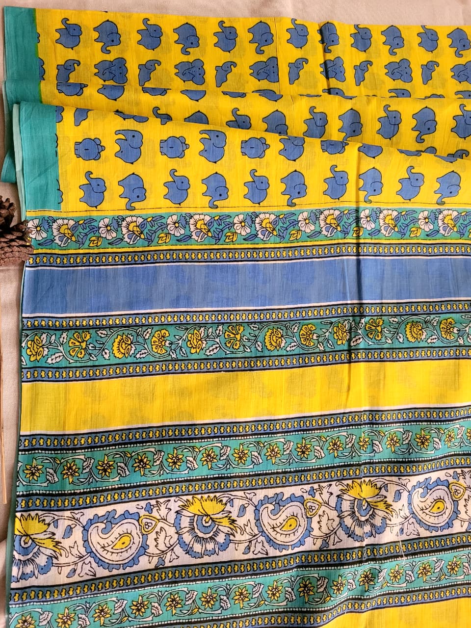 Yellow Panchi Mul Saree